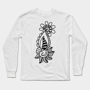 Black Flower Pattern Long Sleeve T-Shirt